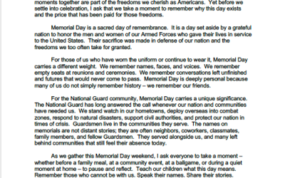 President’s Memorial Day Message