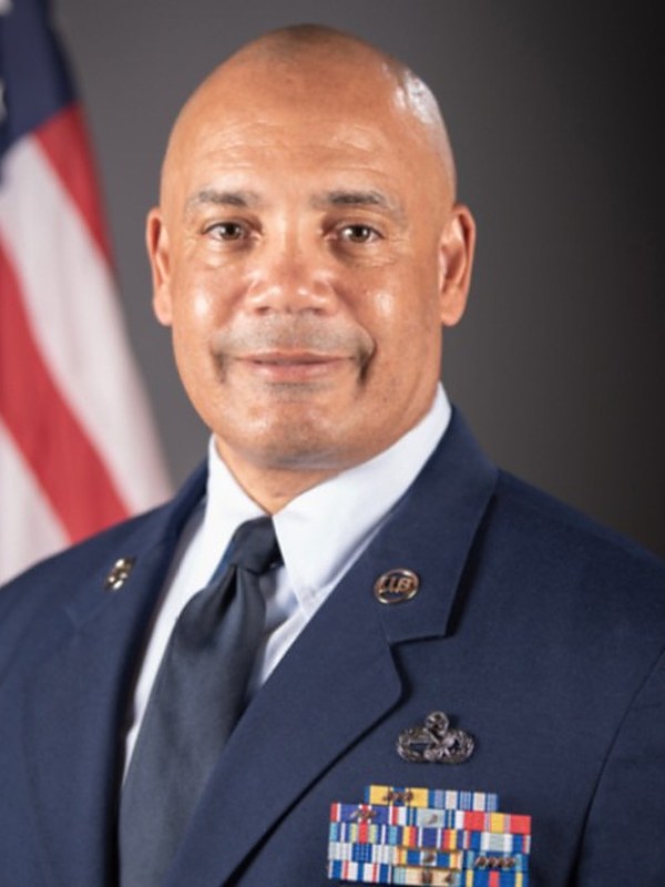 Official portrait of Chief Master Sergeant Steven D. Best in Air Force Service Dress